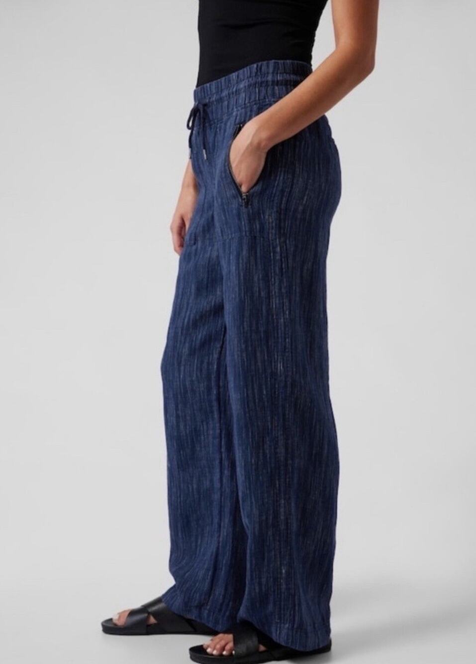 Athleta Cabo Linen Textured Wide Leg Pant Size 6 Petite